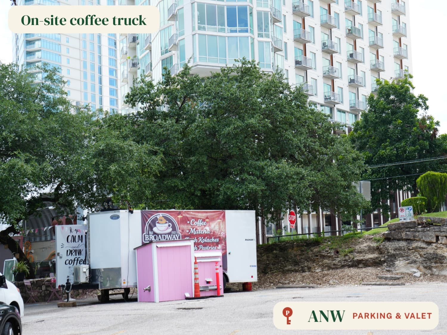 ANW parking lot — the on-site coffee truck