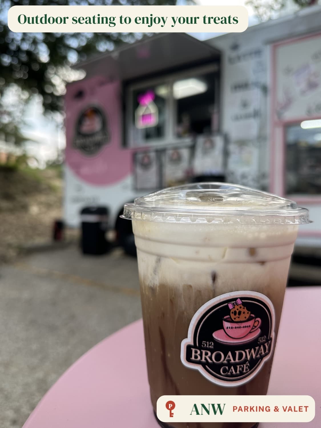ANW parking lot — outdoor café seating to enjoy your treats